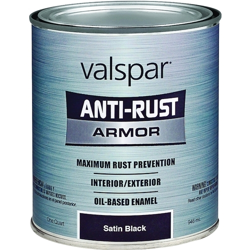 Valspar 044.0021825.005 Rust Prevention Paint Anti-Rust Indoor and Outdoor Satin Black Oil-Based Enamel 1 qt Black