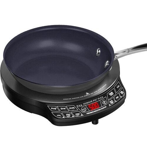 PIC Flex Precision Induction Cooktop, 9 in Cooktop, 1300 W, Black, 10-1/4 in OAW, 2-1/4 in OAH
