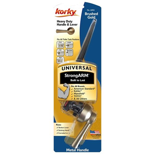 Lavelle Industries Inc 6094BP Toilet Handle and Lever, Universal Mounting, 12-1/2 in L Flush Arm, Plastic, Brushed Gold