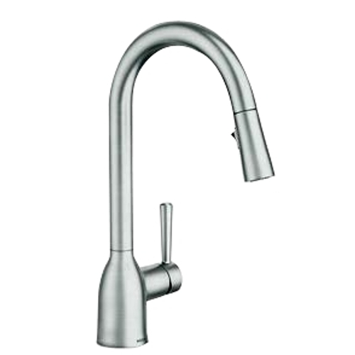MOEN INC/FAUCETS 87233SRS Adler Single Handle, High Arc Kitchen Faucet, Pull-Down Spray, Spot-Resistant Brushed Nickel