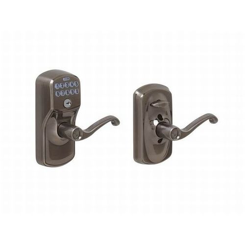 Plymouth with Flair Lever Entry Flex Lock Electronic Keypad with 16211 Latch and 10063 Strike Antique Nickel Finish