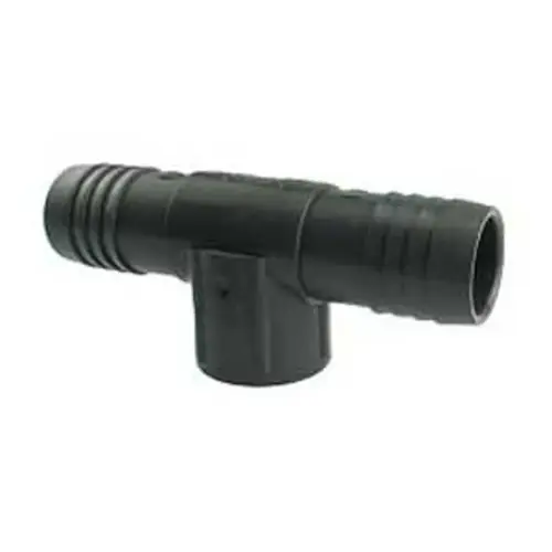 UPVCFRT-070705 Combination Hose Reducing Tee, 3/4 x 1/2 in, Insert x Insert x FPT, PVC, Black