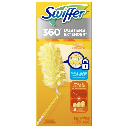 SWIFFER 44750 Cleaning Duster, White Fiber Head, Plastic Handle