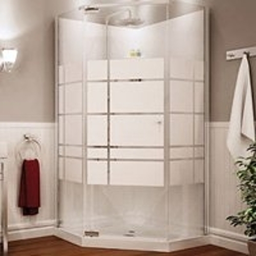 Shower Kit, 36 in L, 36 in W, 72 in H, Polystyrene, Chrome, 3-Wall Panel, Neo-Angle