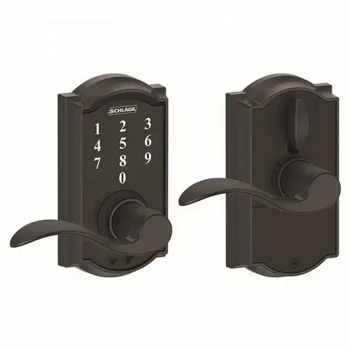 Camelot with Accent Lever Keyless Touch Lever Lock with 16211 Latch and 10063 Strike Matte Black Finish