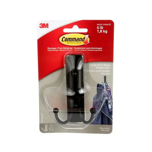 HOOK DOUBLE MATTE BLACK LARGE - pack of 4