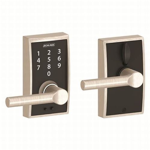 Century with Broadway Lever Keyless Touch Lever Lock with 16211 Latch and 10063 Strike Satin Nickel Finish