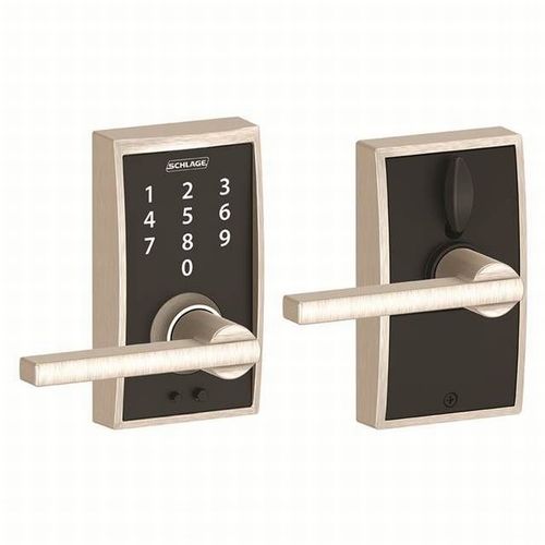 Century with Latitude Lever Keyless Touch Lever Lock with 16211 Latch and 10063 Strike Satin Nickel Finish