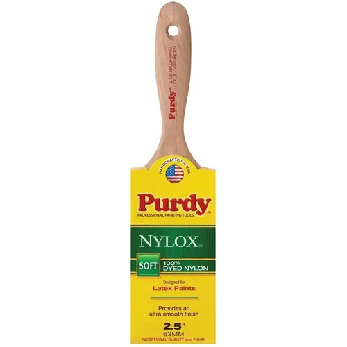 Purdy 144380225 Nylox Sprig Flat Trim Brush, 2-1/2 in W, 2-15/16 in L Bristle, Nylon Bristle, Beavertail Handle Tan