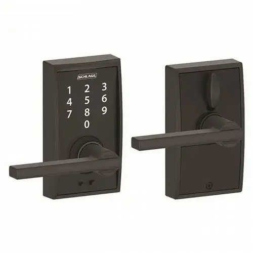 Century with Latitude Lever Keyless Touch Lever Lock with 16211 Latch and 10063 Strike Matte Black Finish