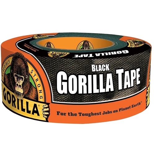 Gorilla 105631 Duct Tape, 10 yd L, 1.88 in W, Cloth Backing, Black