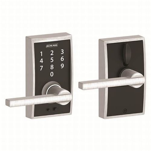 Schlage Residential FE695 CEN626LAT Century with Latitude Lever Keyless Touch Lever Lock with 16211 Latch and 10063 Strike Satin Chrome Finish