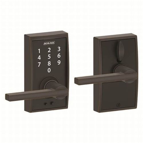Century with Latitude Lever Keyless Touch Lever Lock with 16211 Latch and 10063 Strike Aged Bronze Finish