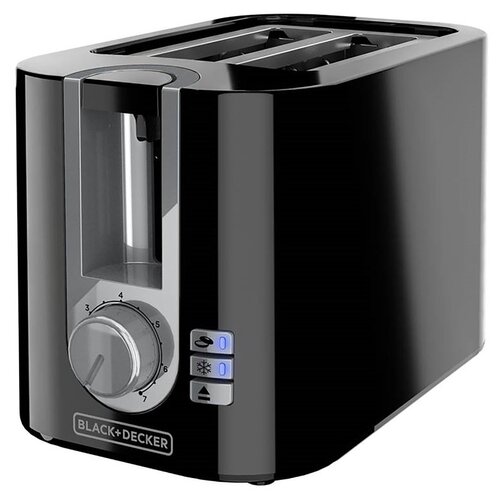 Black+Decker TR0025B Toaster, 850 W, 2 -Slice, 6, Knob Control, Aluminum/Plastic, Black