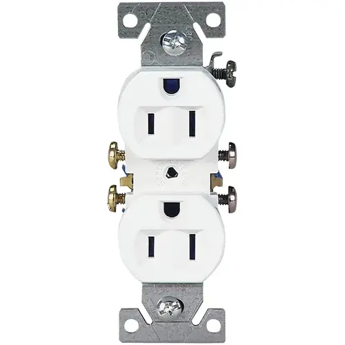 Duplex Receptacle, 15 A, 2-Pole, 5-15R, White