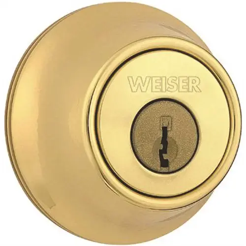 Weiser GDC9471 3BR WS B RLR2 Elements Polished Brass Single Cylinder Deadbolt