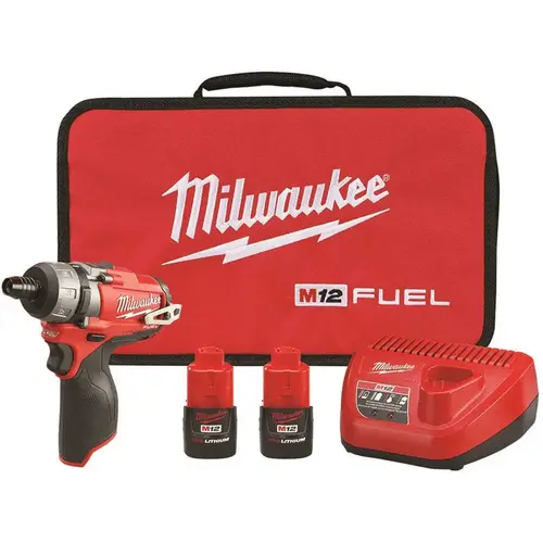 M12 FUEL 12-Volt Lithium-Ion Brushless Cordless 1/4 in. Hex 2-Speed Screwdriver Kit W/(2) 2.0h Batteries & Hard Case Red