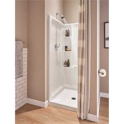 Classic 400 36 in. x 36 in. x 74 in. Direct-to-Stud Alcove Shower Surround in White