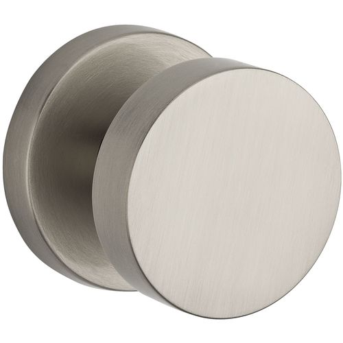 Privacy Contemporary Knob and Contemporary Round Rose with 6AL Latch and Dual Strike Satin Nickel Finish