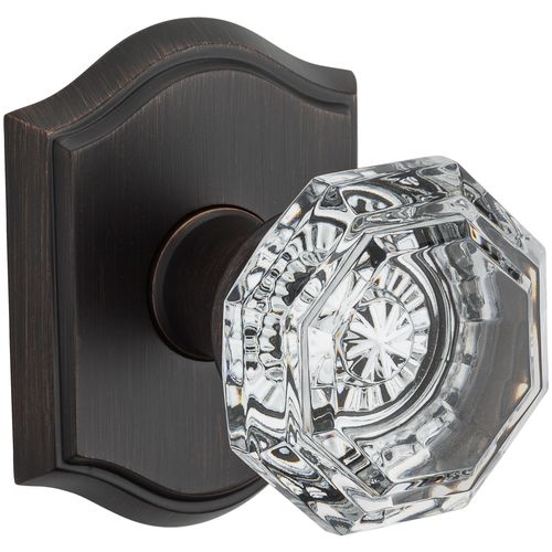 Privacy Crystal Knob and Traditional Arch Rose with 6AL Latch and Dual Strike Venetian Bronze Finish