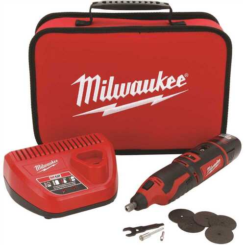 Rotary Tool Kit, Battery Included, 1.5 Ah, 1/32 to 1/8 in Chuck, Keyless Chuck Red