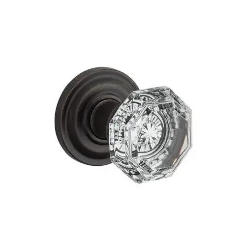 Passage Crystal Knob with Traditional Round Rose with 6AL Latch and Dual Strike Venetian Bronze Finish