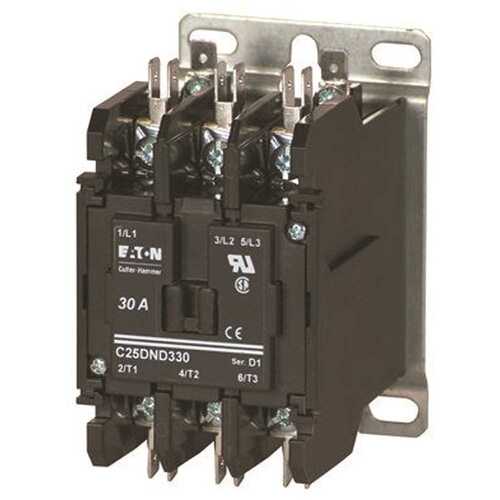 Eaton C25DNF340T Definite Purpose Contactor RBM Type 154 3 Pole 40A 24-Volt Black