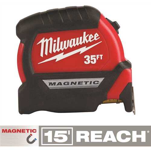 35 ft. x 1 in. Compact Magnetic Tape Measure with 15 ft. Reach