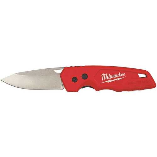 FASTBACK Series Pocket Knife, 5 in L Blade, Stainless Steel Blade, 1-Blade, Contour-Grip Handle Red