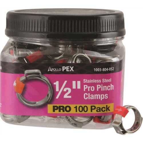 1/2 in. Stainless Steel PEX-B Barb Pro Pinch Clamp Pro Pack