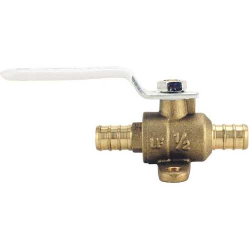 Ball Valve with Drain and Mounting Pad, 1/2 in Connection, Barb, 200 psi Pressure, Lever Actuator