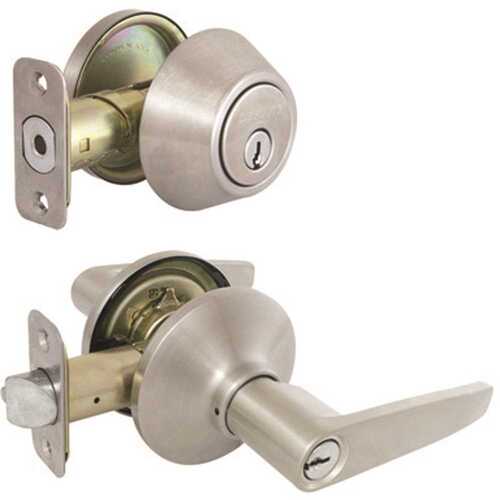 Olympic Stainless Steel Entry Lever and Single Cylinder Deadbolt Combo Pack
