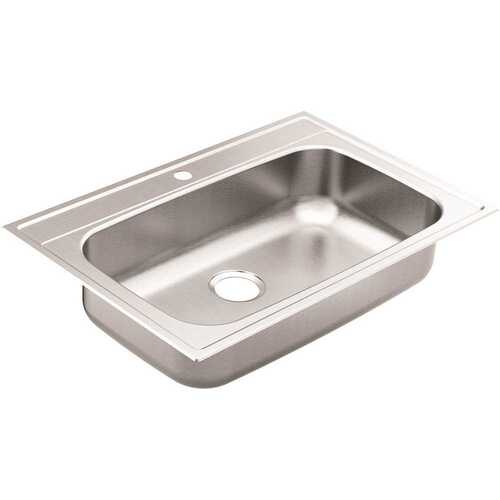 1800 Drop-In Stainless Steel 33 in. 1-Hole Single Bowl Kitchen Sink