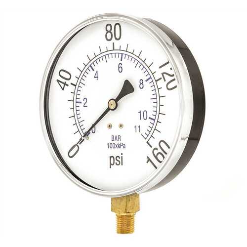 ENGINEERED SPECIALTY PRODUCTS 101D-454F 100 Series 4 1/2 Dial 1/4 npt Lower Mount 160 psi Pressure Gauge Utility Accessory