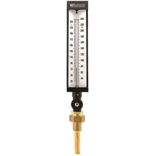 ENGINEERED SPECIALTY PRODUCTS AS5H942AL/TIE3D2 Industrial Thermometer 9 in. Scale 3-1/2 in. Stem 30/240F with 3/4 in. NPT Brass Well Included Utility Accessory