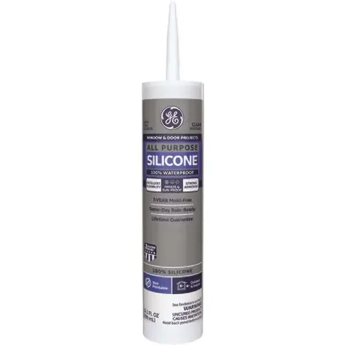 GE 2708911 Silicone 1 10.1 oz. Clear All Purpose Silicone Sealant Caulk