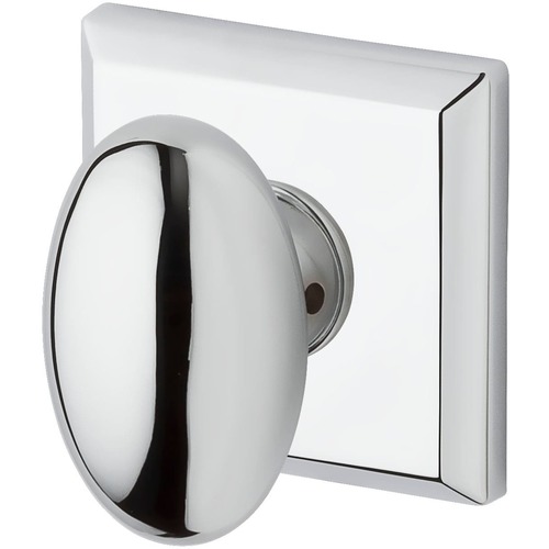 Baldwin Reserve HDELLTSR260 Half Dummy Ellipse Knob and Traditional Square Rose Bright Chrome Finish