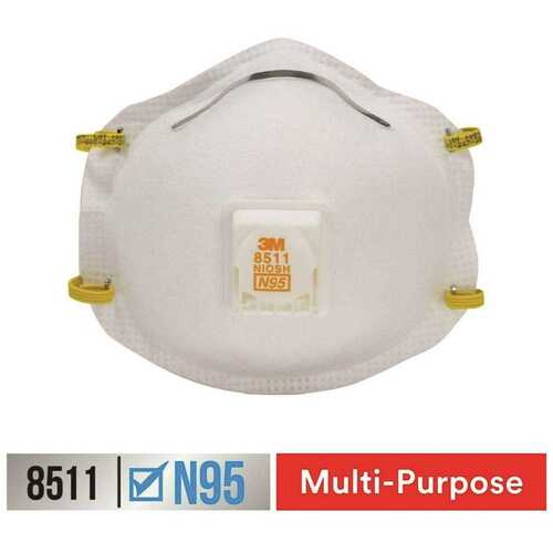 Cool Flow Pro Respirator with Cool Flow Valve, One Size Mask, P95 Filter Class, 95 % Filter Efficiency White - pack of 5