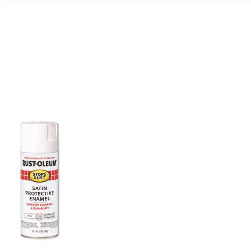 Rust-Oleum 7791830 STOPS RUST Enamel Paint, Low Satin, White, 12 oz ...