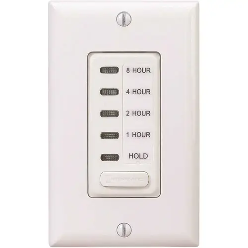 Intermatic EI220W EI200 Series 15 Amp 8-Hour Indoor In-Wall Electronic Countdown Timer with Preset Times in White