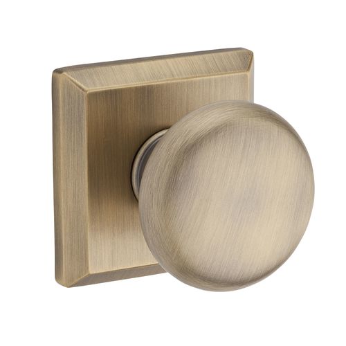 Privacy Round Knob and Traditional Square Rose with 6AL Latch and Dual Strike Matte Brass and Black Finish