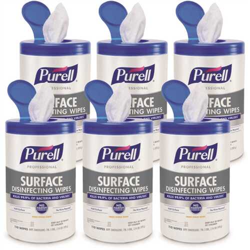 Professional Surface Disinfecting Wipes (110 Canister) - pack of 6