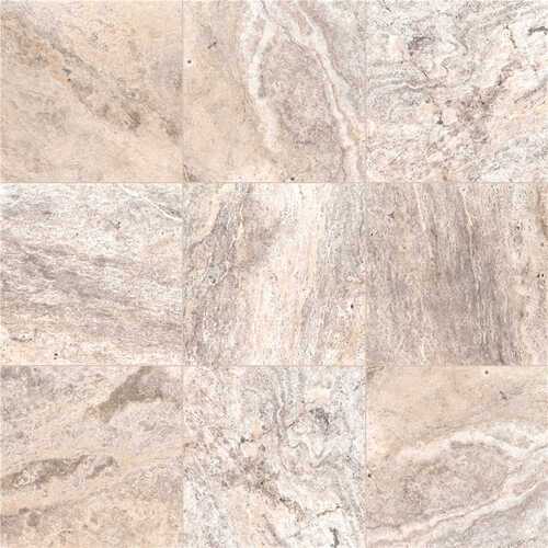 MS International, Inc LPAVTSIL1616T Silver 16 in. x 16 in. Tumbled Travertine Paver Tile (1 78 sq. ft.)