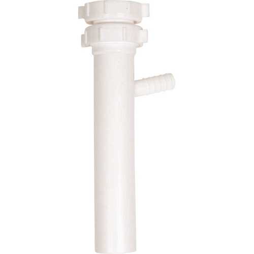 1-1/2 in. x 8-1/4 in. Plastic Slip-Joint Sink Drain Tailpiece with High-Line Branch White