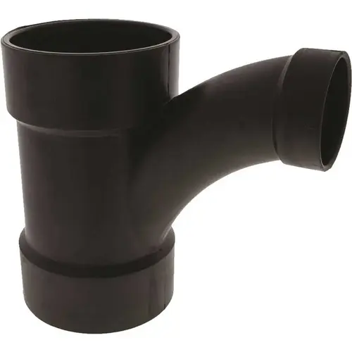 VPC 33-LN502-338B 3 in. x 3 in. x 2 in. ABS Plastic DWV All Hub Long-Radius Sanitary Tee Fitting Black