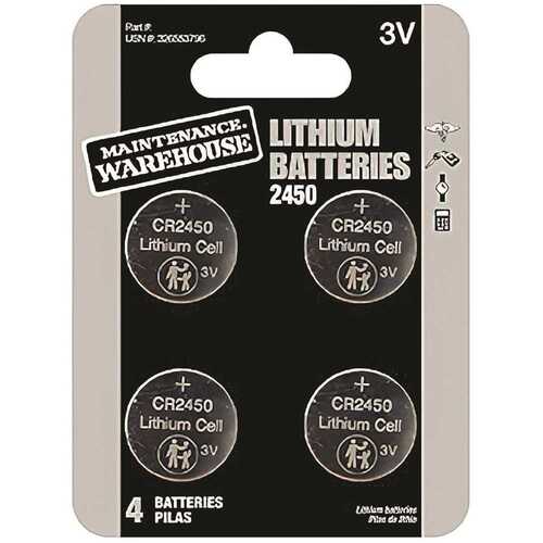 HD Supply-Maintenance Warehouse L2450-4 Maintenance Warehouse CR2450 Button Cell Lithium Battery