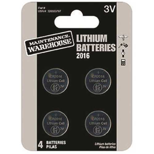 HD Supply-Maintenance Warehouse L2016-4 Maintnenance Warehouse CR2016 Button Cell Lithium Battery