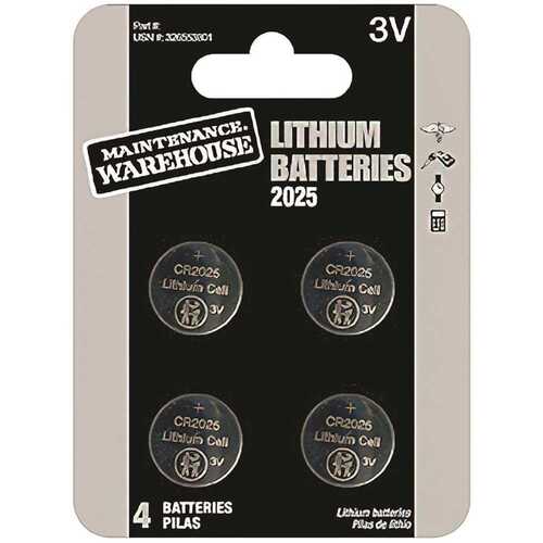 HD Supply-Maintenance Warehouse L2025-4 Maintenance Warehouse CR2025 Button Cell Lithium Battery