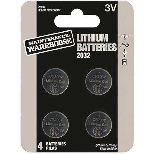 HD Supply-Maintenance Warehouse L2032-4 Maintenance Warehouse CR2032 Button Cell Lithium Battery