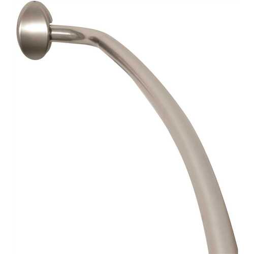 44-72" Adjustable Curved Shower Rod Satin Nickel With Brackets